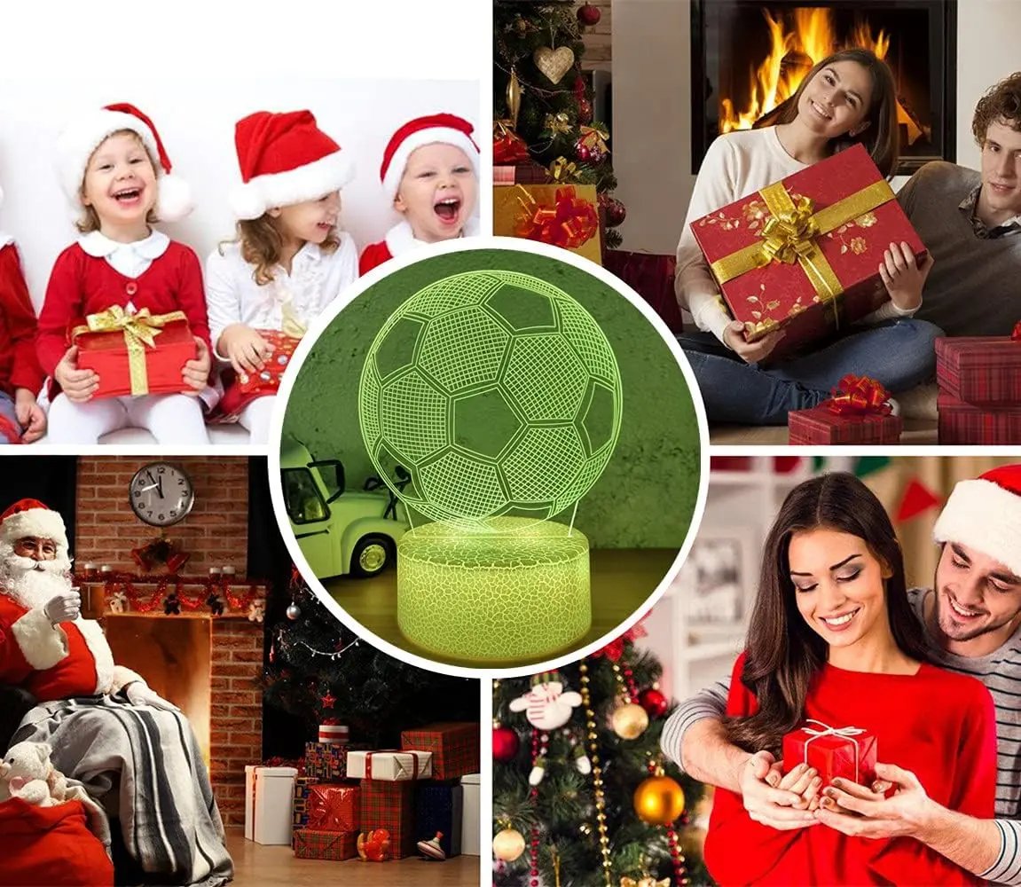 Soccer 3D Optical Illusion Night Light LED Desk Lamp