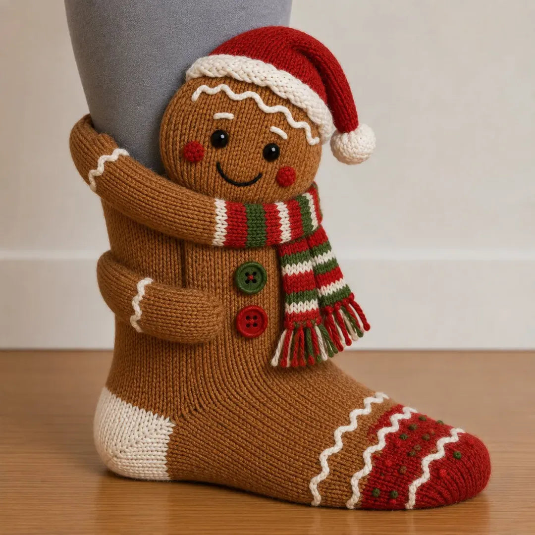 ๐3D Hugging Christmas Socks โ Cute Knit Holiday Socks, 5 Festive Designs