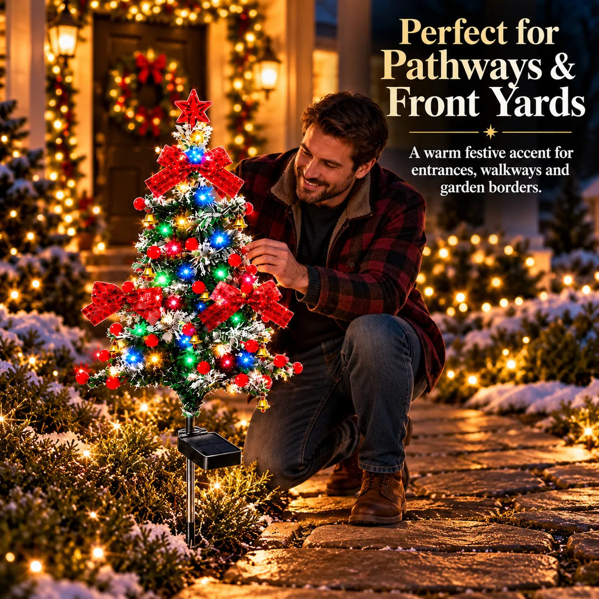🔥Last Day 49% OFF🌲Solar Cedar Christmas Tree Lights| Festive Outdoor Holiday Decor