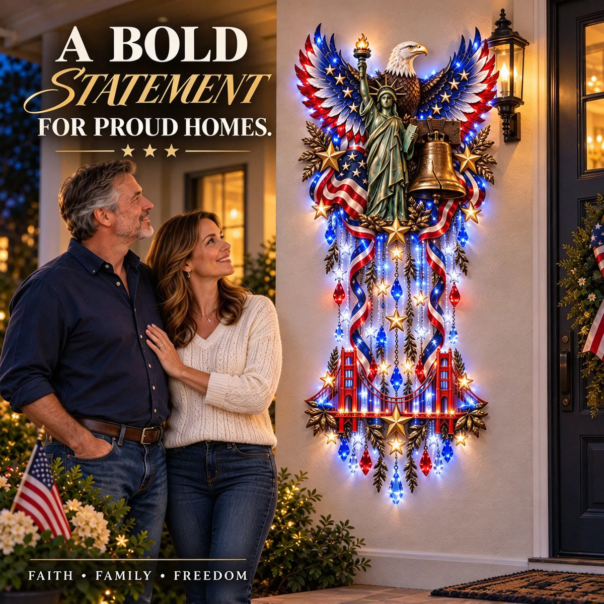 🦅 American Pride LED Waterfall Wall Decor