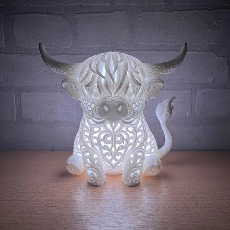 🐮 Highland Cow Tea Light Holder – Adorable Rustic Farmhouse Decor