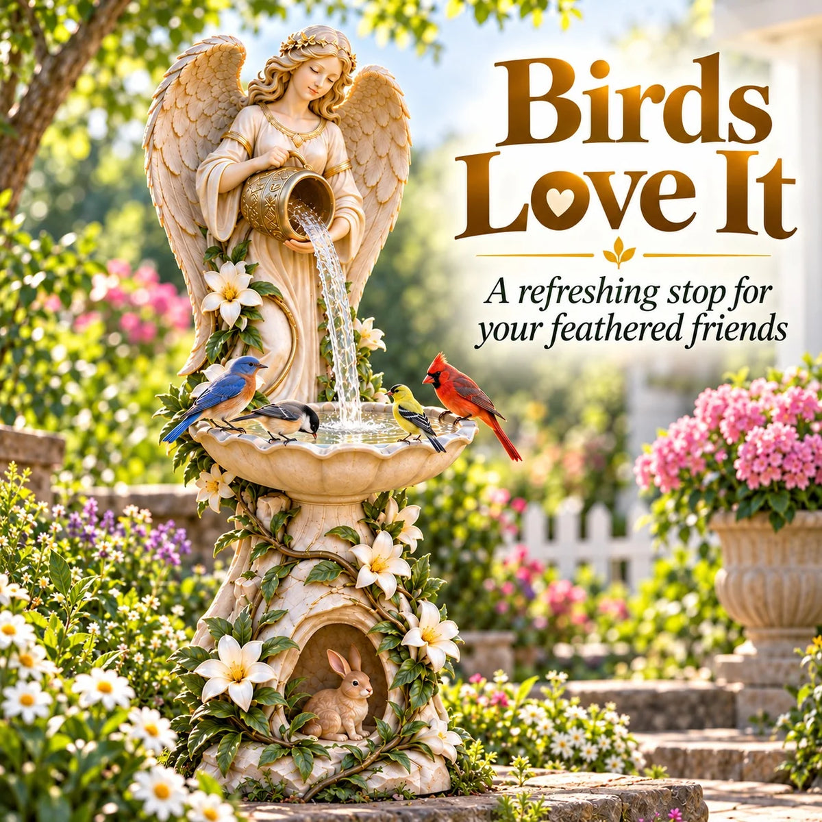 ✨☀️ Solar Angel Starlight Bird Waterer🪽 – Lighted Garden Birdbath & Outdoor Decor