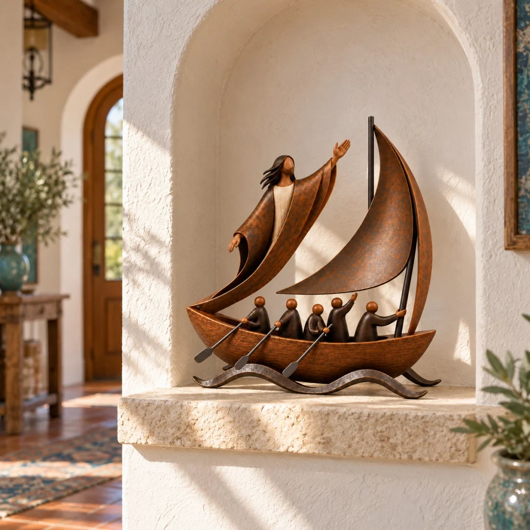⛵✨ When Life Gets Stormy, Let Faith Be Your Anchor — Peace in the Storm Sailboat Sculpture ✝️