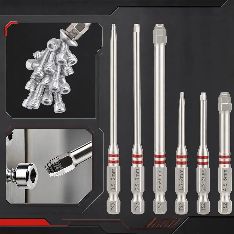 6PCS S2 Alloy Steel Magnetic Screwdriver Bits Set – Pagoda Hex Shank Drill Bit Set