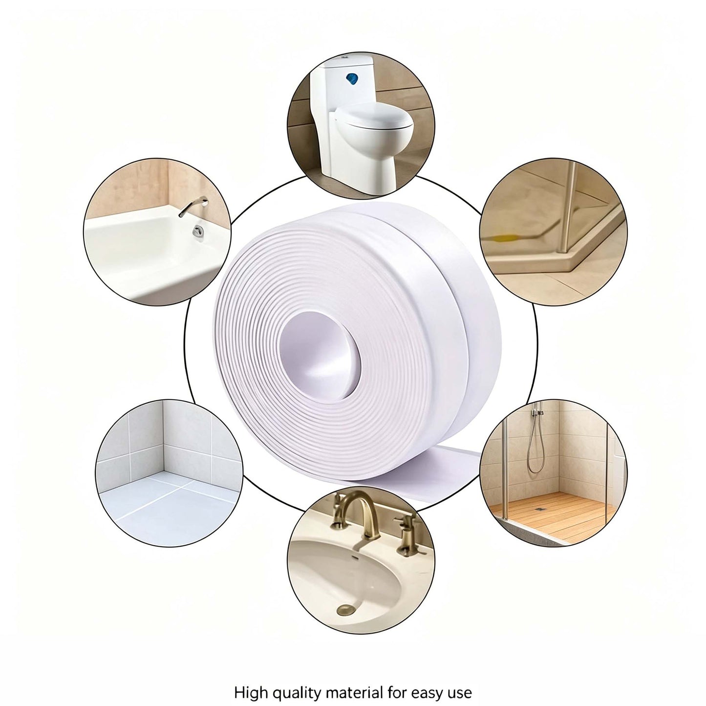 ๐ฐ Self-Adhesive White Caulk Tape โ PE Waterproof Sealant Strip, 5M Length, Strong Adhesion, Easy-to-Apply for Bathroom & Kitchen Edge Protection