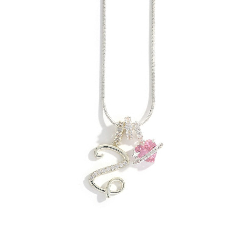 Elegant Initial Heart Charm Necklace
