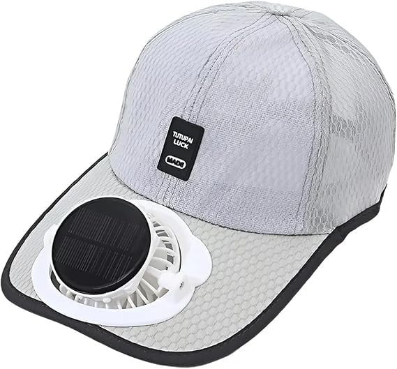 🔥✨Solar Fan Baseball Cap - UV Protection Wide Brim Mesh Hat with Solar & USB Power for Outdoor Heat Relief