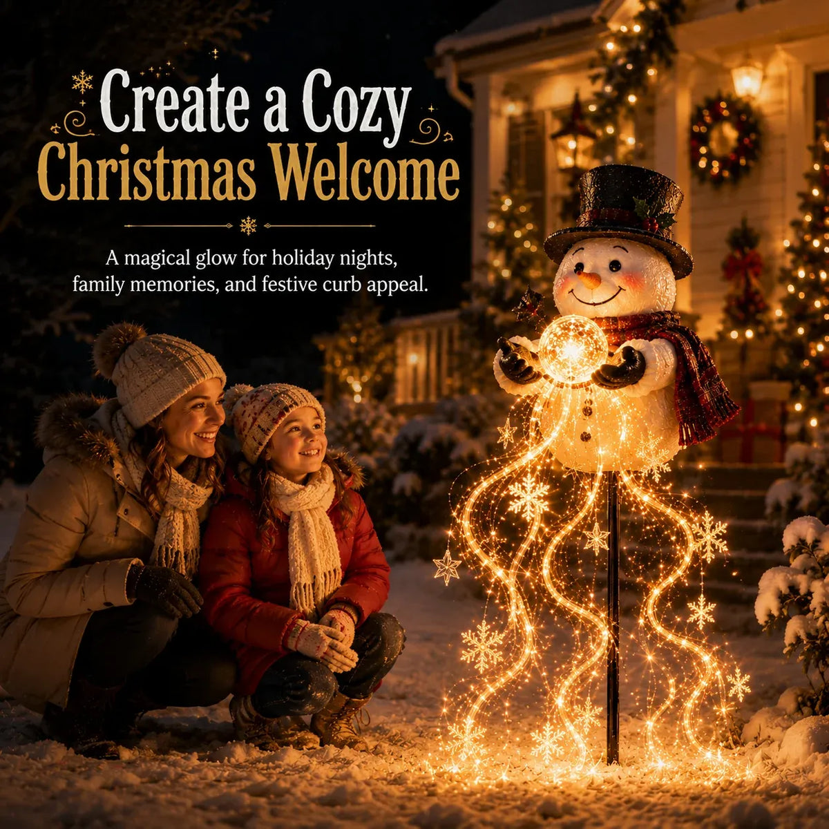 đ Snowman Magic Fountainâ˘-Flowing Snowflake LED Christmas Garden Lightâď¸
