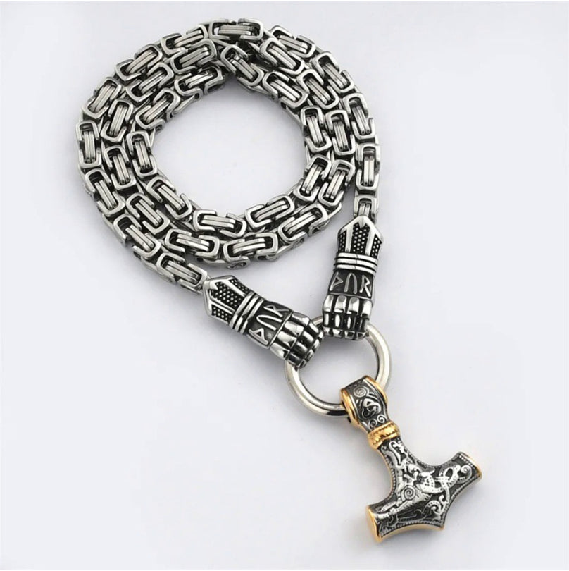 🎁2026 New Arrivals💥Viking Thor Hammer Pendant Necklace – Stainless steel with Byzantine chain – Bold & durable – perfect for daily wear or gifting ✨💪