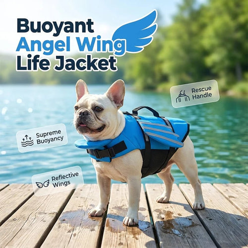 🥳2026 HOT SALE🐕👼 Reflective Angel Wing Dog Life Jacket – High‐buoyancy, quick‐rescue handle & breathable mesh. Reflective strips for evening swims🌊