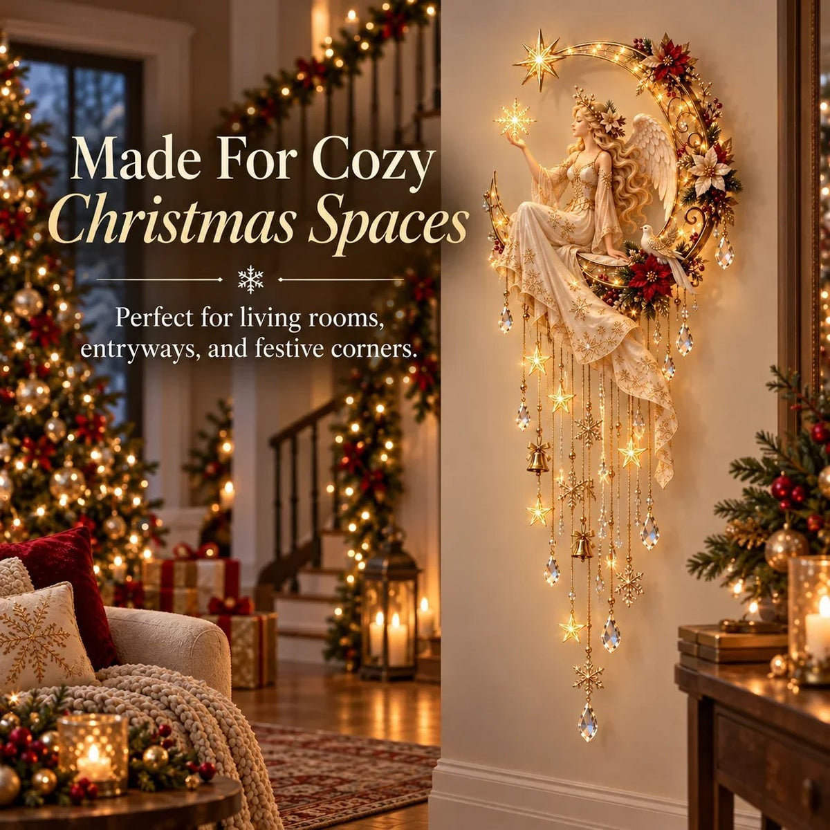 🔥Angel's Moonlit Starfall - Enlightened Christmas Angel Wall Decoration