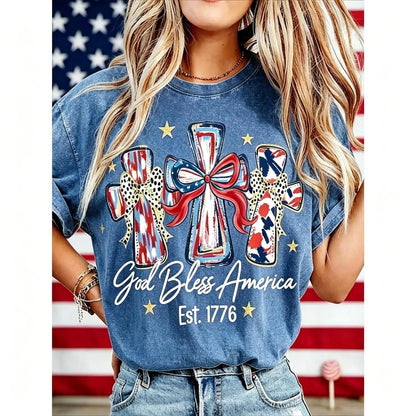⭐ God Bless America Women  T-Shirt - Vintage 250th Anniversary USA Gift Tee🎆