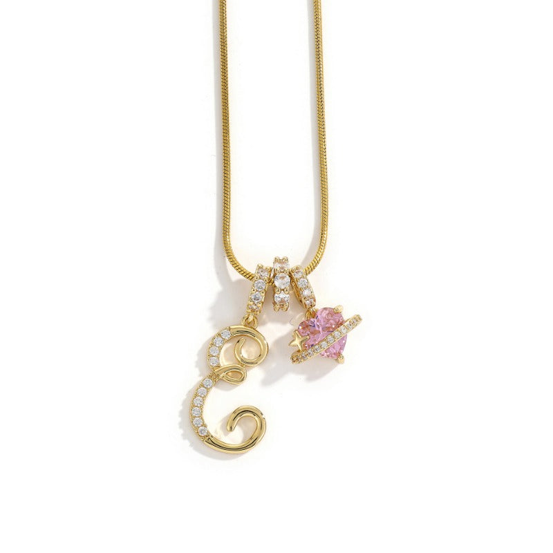 Elegant Initial Heart Charm Necklace