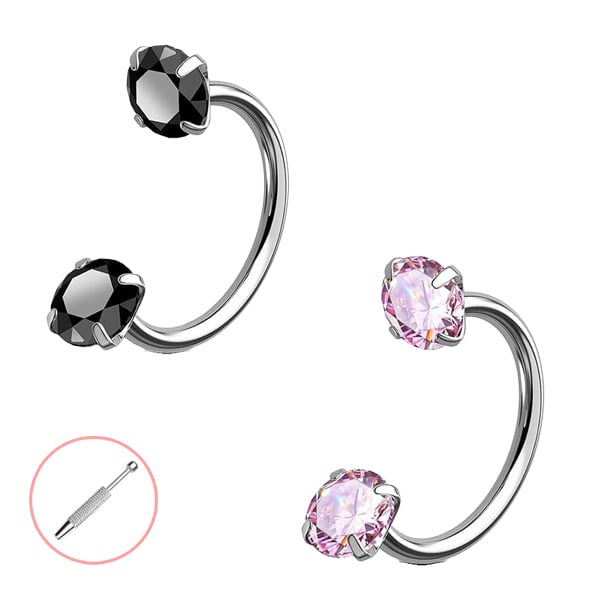 🔥Last Day 50% OFF - Horseshoe Gem Nose Ring – Internally Threaded & Comfortable