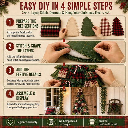 🎄Beginner-Friendly DIY Oversized Patchwork Christmas Tree Door Hanging Kit💕