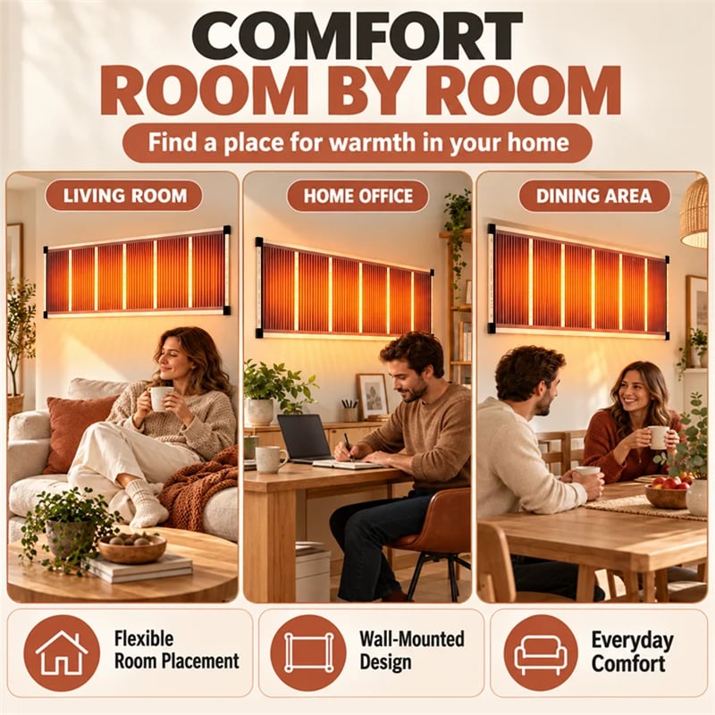 🔥3-Second Rapid Heating Honeycomb Graphene Far-Infrared Ceramic Wall Heater – Low Noise & Energy Efficient Indoor Wall Mount Heater