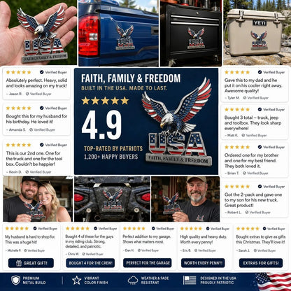 🇺🇸250th Anniversary - ★USA Faith, Family & Freedom★ Metal Emblem