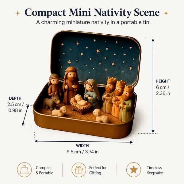✝️Religious Pocket-Size Mini Nativity Scene Set with Storage Box