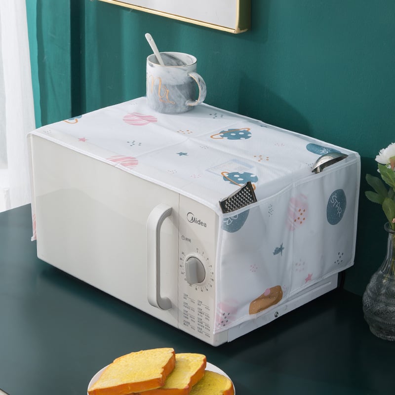🌸 Waterproof Print Fridge Dust Cover with Storage Pockets, 3 Sizes for Fridge & Microwave