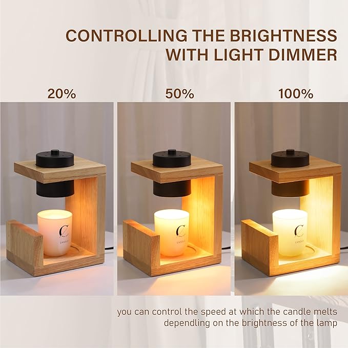 🕯️Wooden Candle Warmer Lamp – Timer & Dimmer Melting Lamp for Home Decor