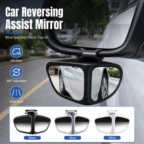 🚗 360° Blind Spot Wide-Angle Rearview Mirror – Adjustable Clip-On Car Auxiliary Mirror for Parking, Reversing & Side View Assistance