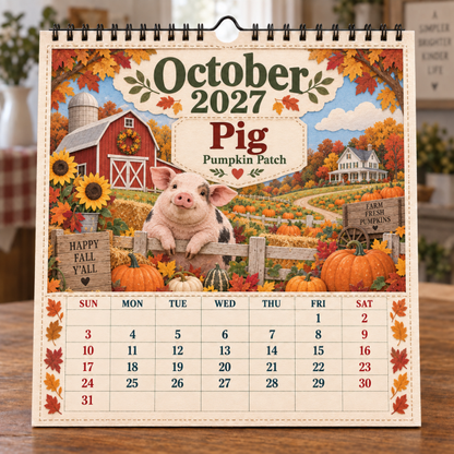 🐄 2027 Farm Animals & Country Life Wall Calendar