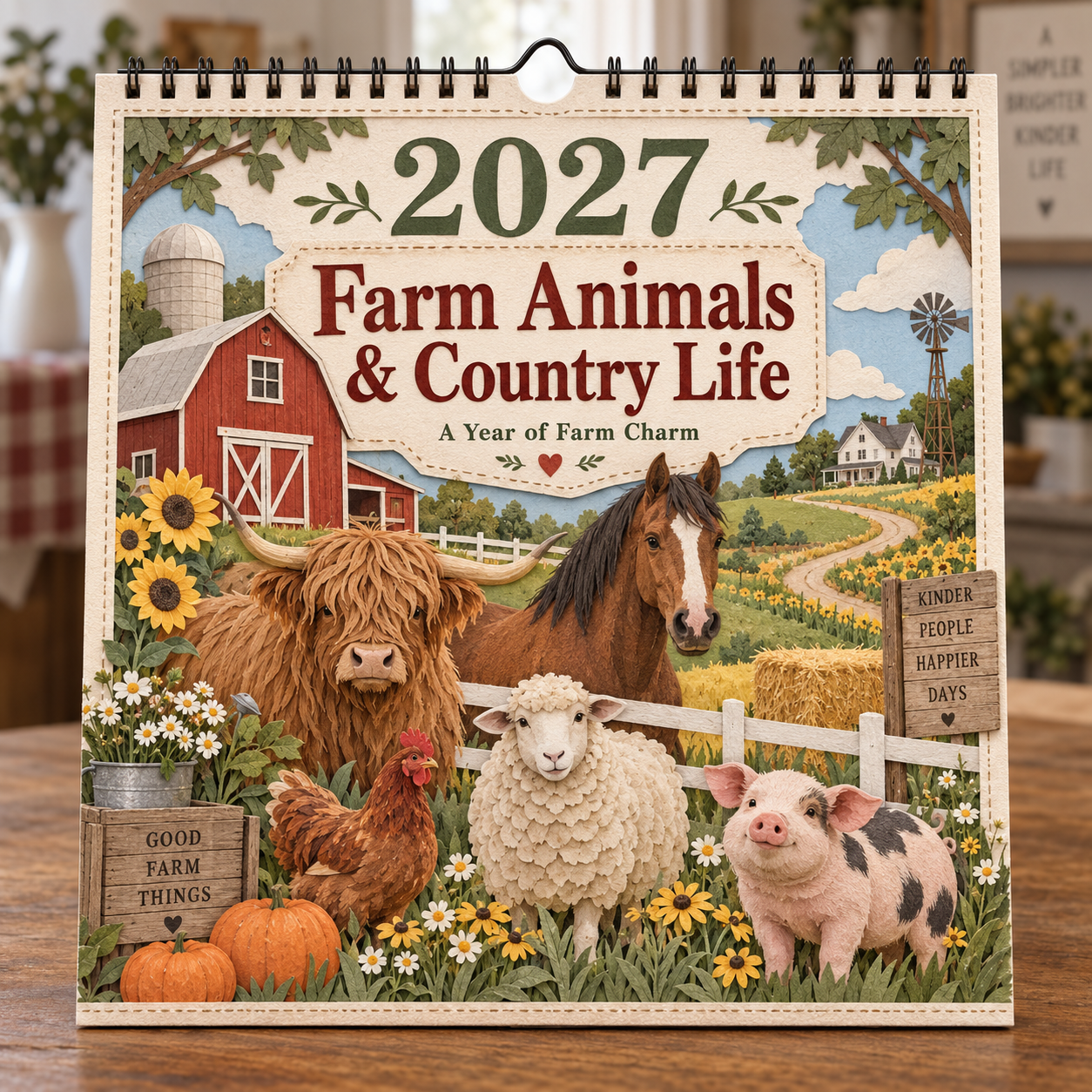 🐄 2027 Farm Animals & Country Life Wall Calendar