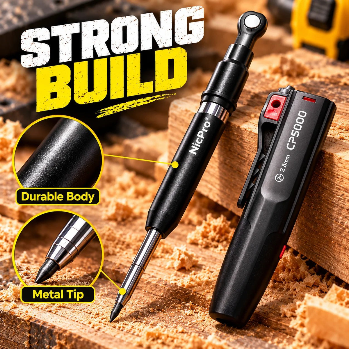 ✏️ Reusable Construction Pencil with FREE 10-Piece Lead Refill Case