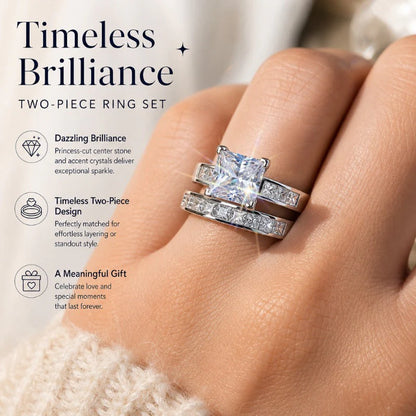 Elegant Princess Cut Ring Duo