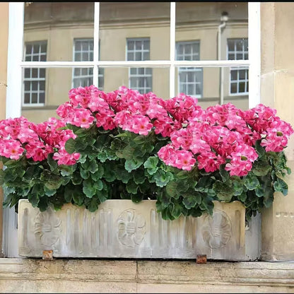 UV Resistant Artificial Geraniums – Outdoor Red Faux Flowers for Patio, Garden & Home Decor