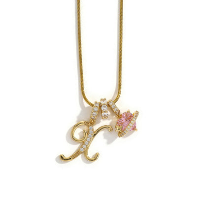 Elegant Initial Heart Charm Necklace