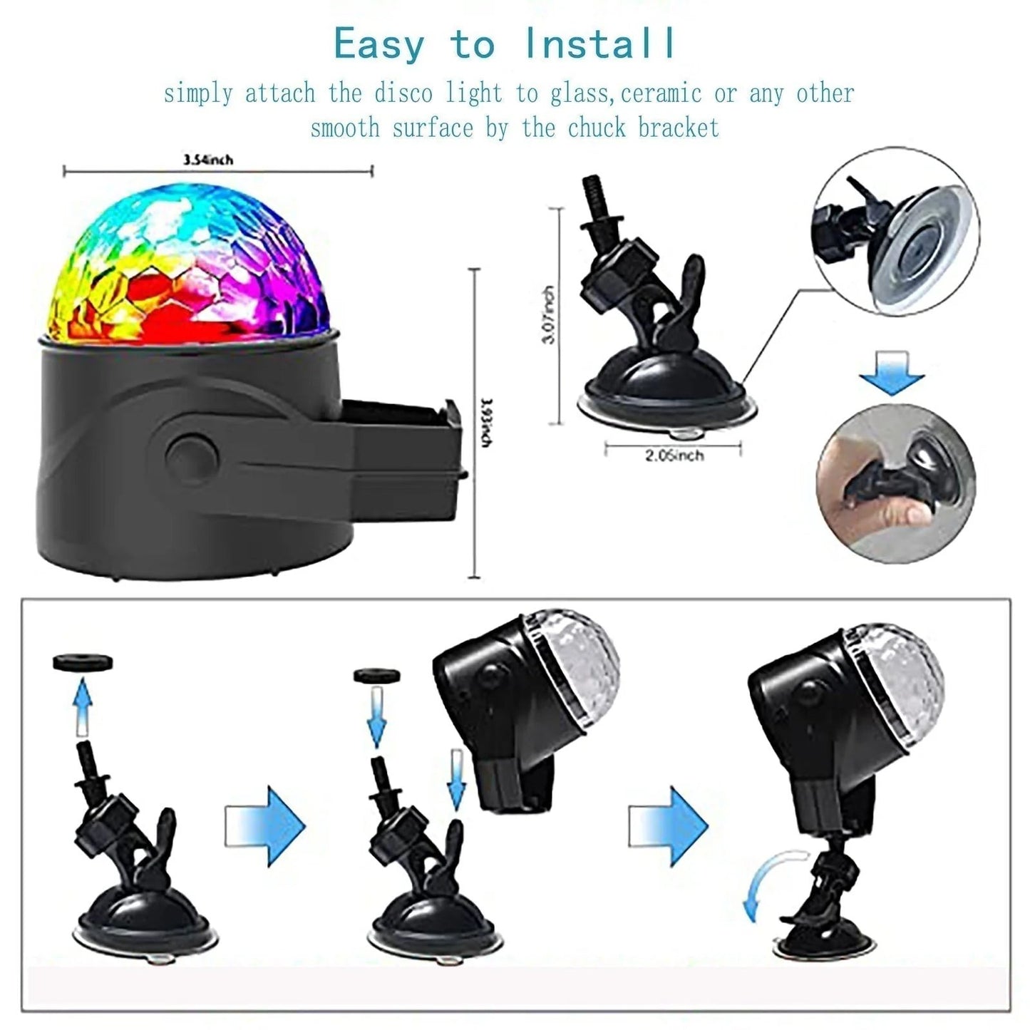 🔥Colorful Rotating Magic Disco Ball Light