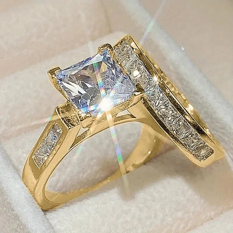 Elegant Princess Cut Ring Duo
