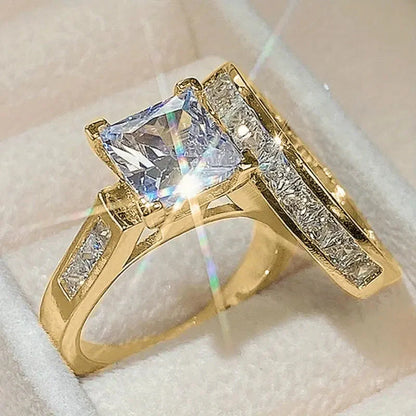 Elegant Princess Cut Ring Duo