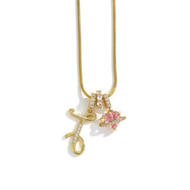 Elegant Initial Heart Charm Necklace