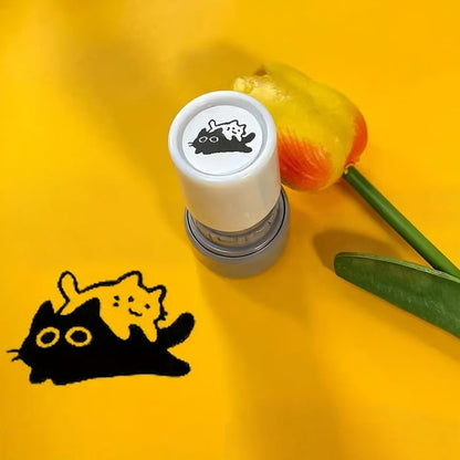 🐱Cat Pattern Stamp, 5 Counts/set Round Self-inking Stamp
