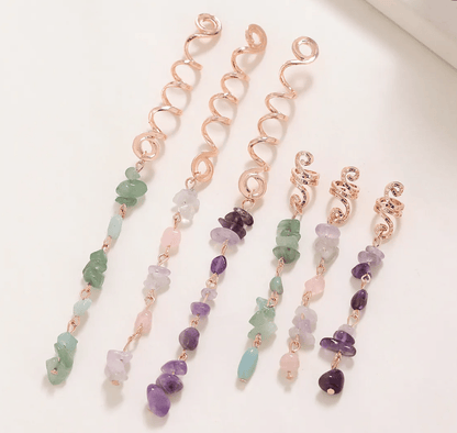 🏆 Buy 1 Get 1 Free!🍀-💌Rose Gold Spiral Hairpin with Natural Crystal Charm✨