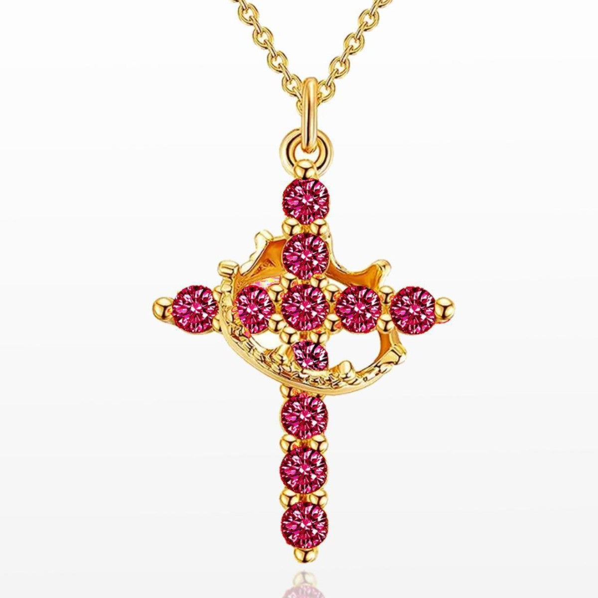👑 💫 Crown with Cross Pendant Necklace – Elegant Faith-Inspired Design – Double-sided detail & gold/silver options – perfect for daily wear 💛✨
