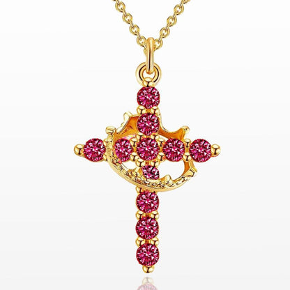 👑 💫 Crown with Cross Pendant Necklace – Elegant Faith-Inspired Design – Double-sided detail & gold/silver options – perfect for daily wear 💛✨