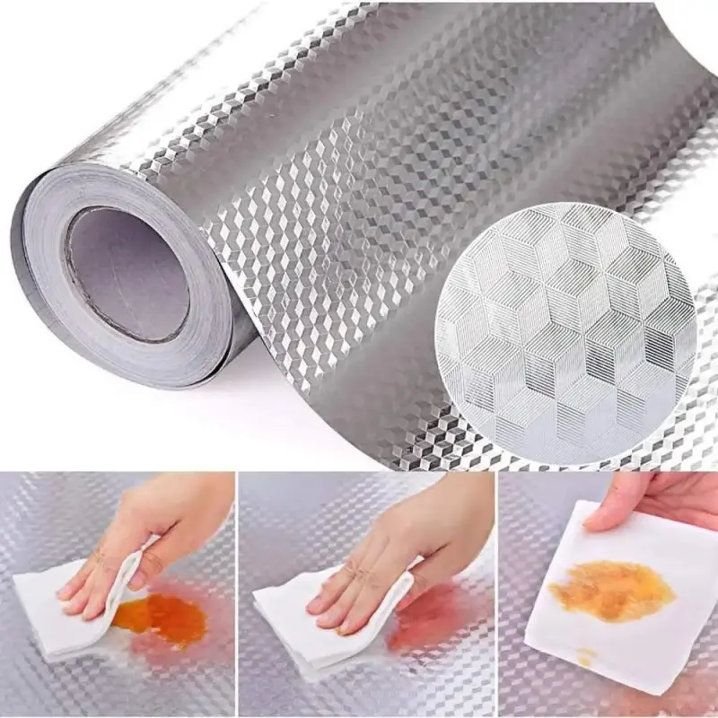 🔥🎁Kitchen Wallpaper Oil Proof Sticker Aluminum Foil Backsplash Self
