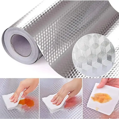 🔥🎁Kitchen Wallpaper Oil Proof Sticker Aluminum Foil Backsplash Self