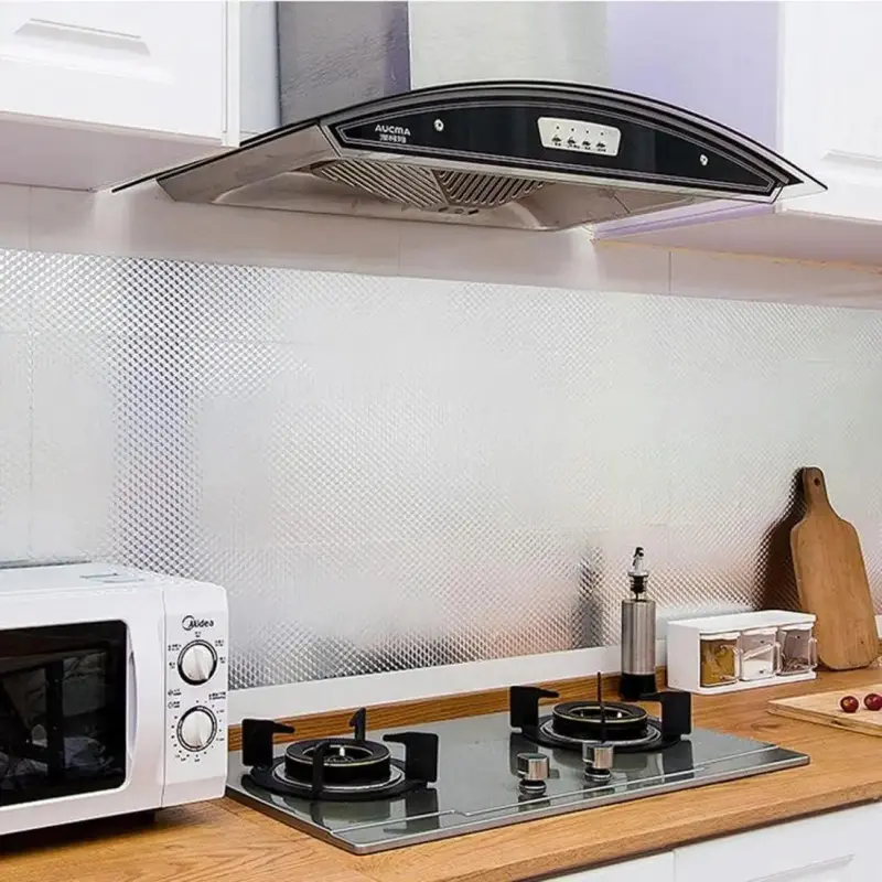 🔥🎁Kitchen Wallpaper Oil Proof Sticker Aluminum Foil Backsplash Self