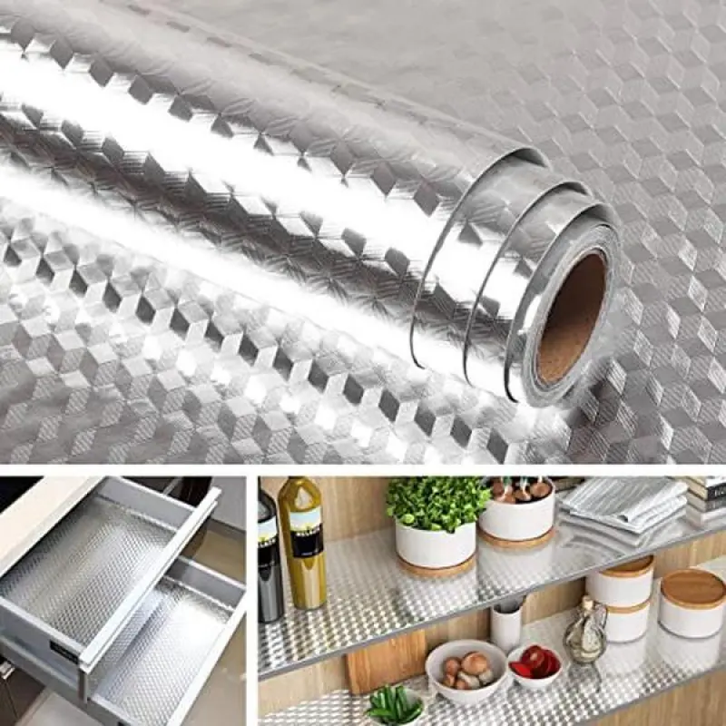 🔥🎁Kitchen Wallpaper Oil Proof Sticker Aluminum Foil Backsplash Self