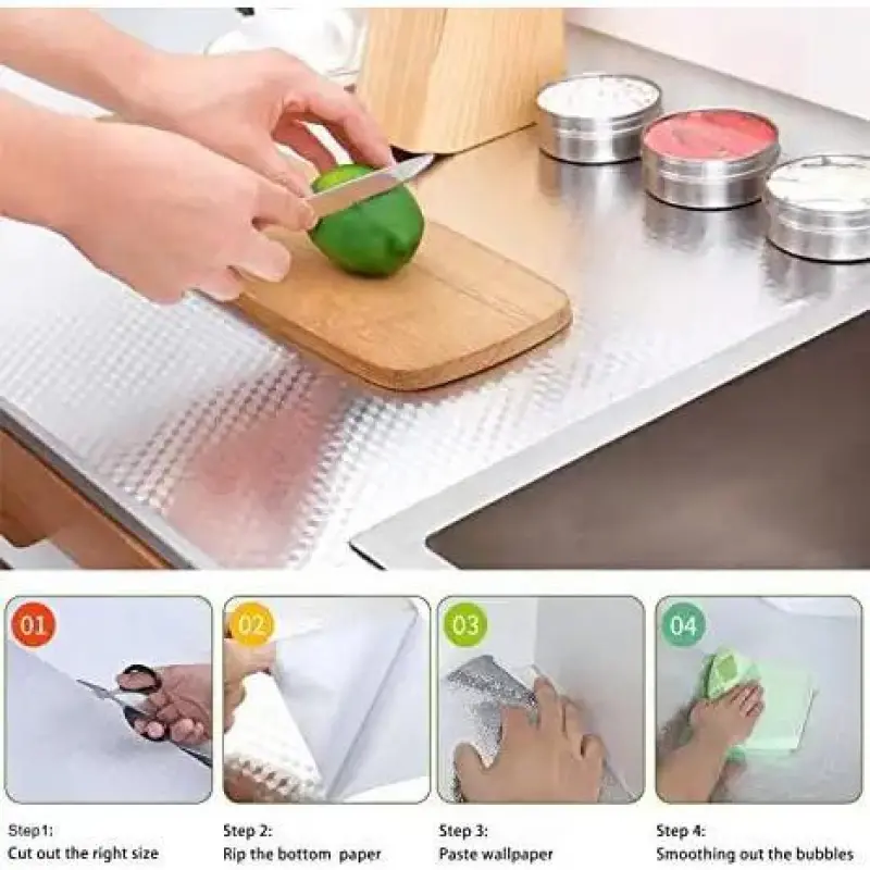 🔥🎁Kitchen Wallpaper Oil Proof Sticker Aluminum Foil Backsplash Self
