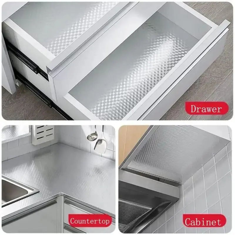 🔥🎁Kitchen Wallpaper Oil Proof Sticker Aluminum Foil Backsplash Self
