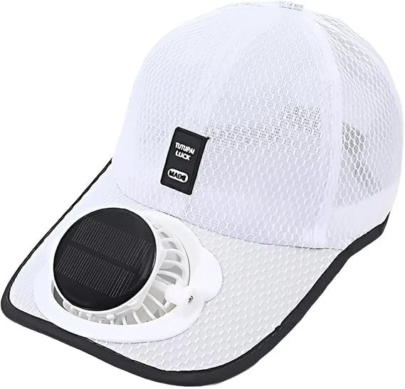 🔥✨Solar Fan Baseball Cap - UV Protection Wide Brim Mesh Hat with Solar & USB Power for Outdoor Heat Relief