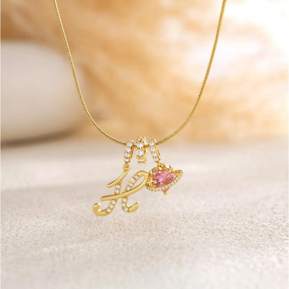 Elegant Initial Heart Charm Necklace