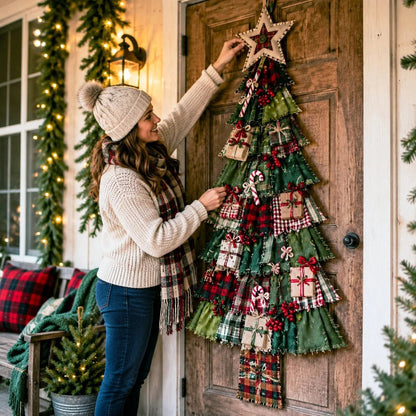 🎄Beginner-Friendly DIY Oversized Patchwork Christmas Tree Door Hanging Kit💕