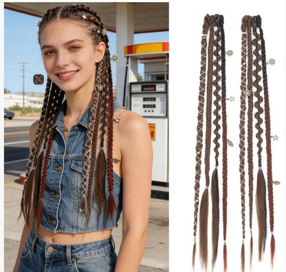 🌿🎨 Boho Beaded Clip-In Braids – Effortless Festival & Everyday Hair Transformation(✨2Pcs)