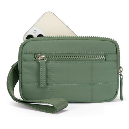 Wristband Travel Wallet Wristlet Nylon Quilted Purse Women Credit Card Holder